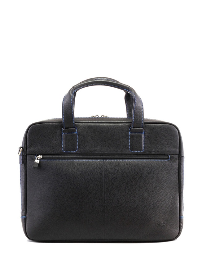 Мужская деловая сумка из натуральной кожи с внешними карманами