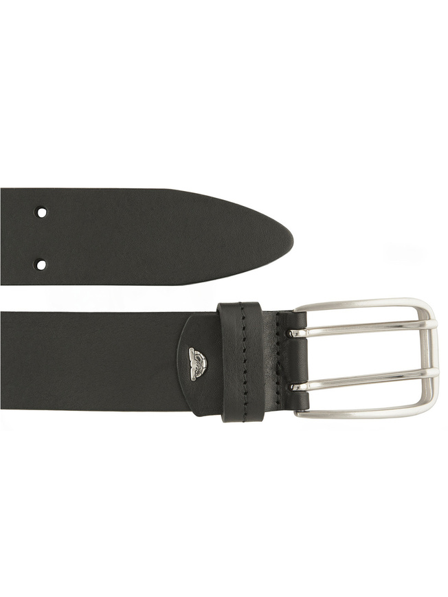 Широкий мужской ремень для джинс из натуральной гладкой кожи с матовой пряжкой