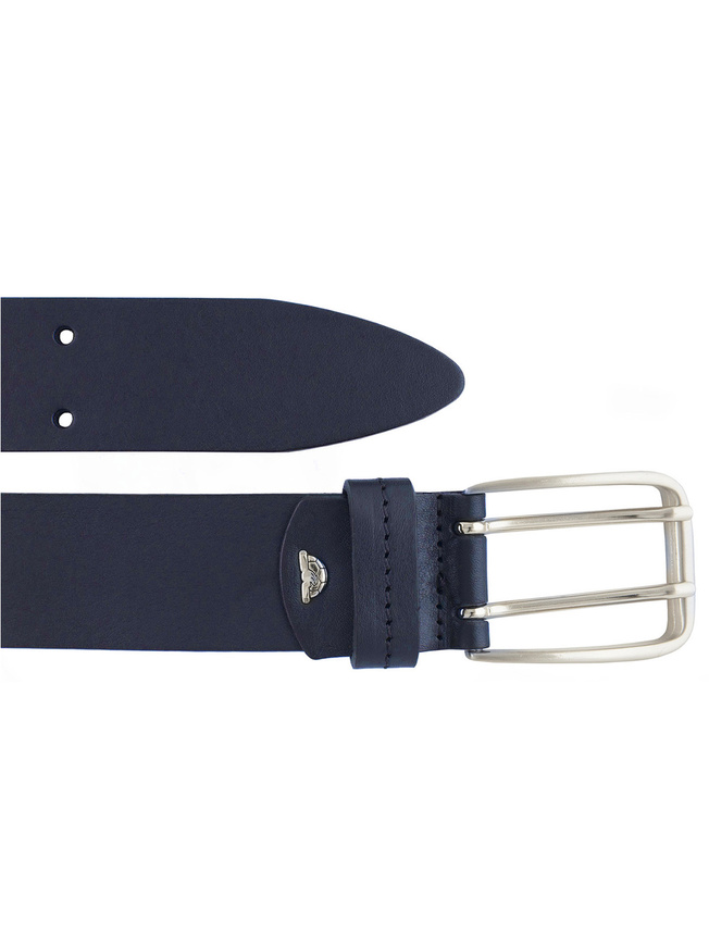 Широкий мужской ремень для джинс из натуральной гладкой кожи с матовой пряжкой