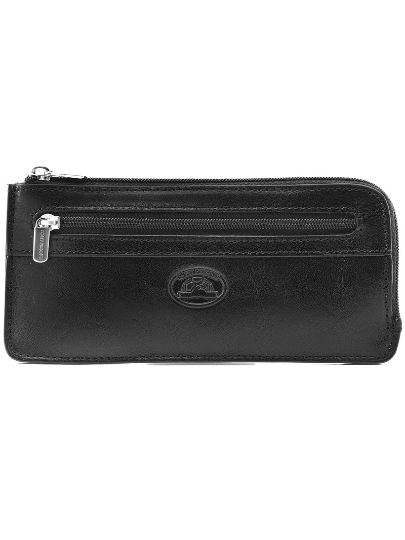 Фото Черная кожаная ключница с двумя кольцами на цепочке Ключницы