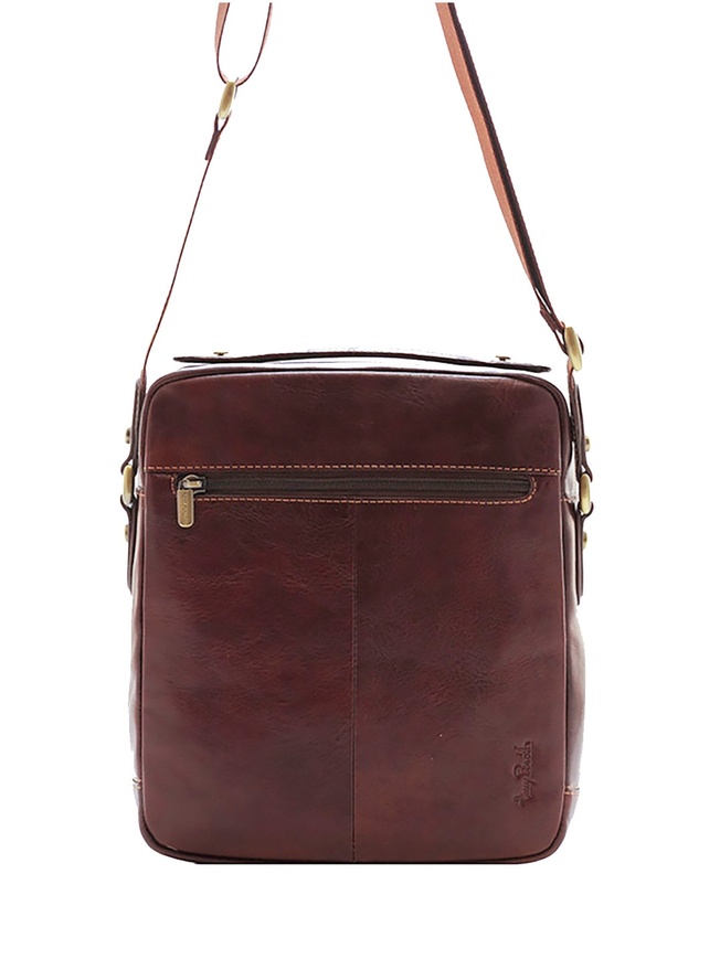 Вместительная мужская сумка через плечо из натуральной кожи 