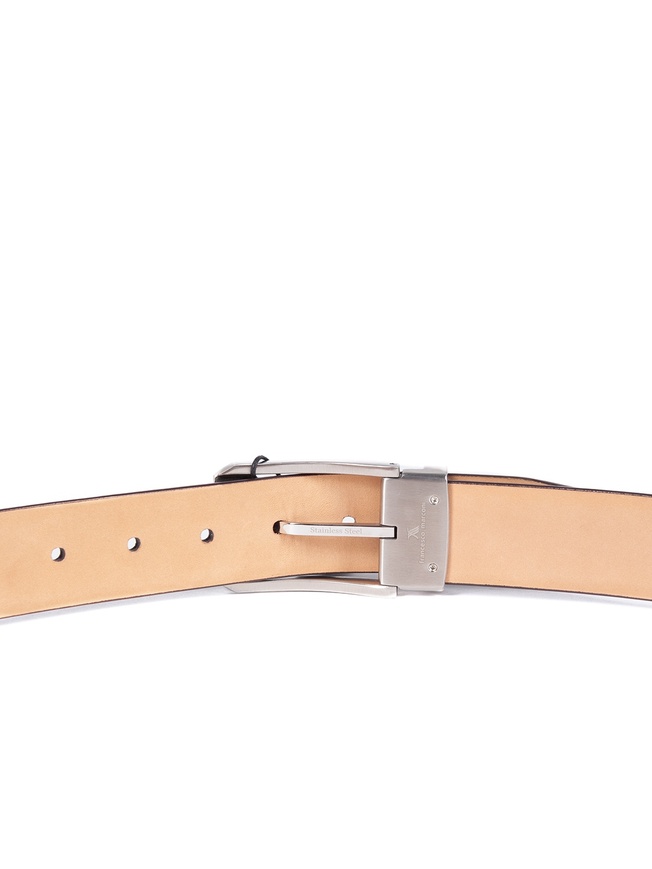 Мужской ремень из натуральной сафьяновой кожи с черненой хромированной пряжкой