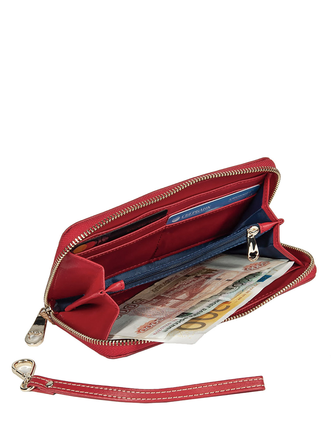 Фото Женский кошелек на молнии из высококачественной эко-кожи и натурального гобелена Кошельки