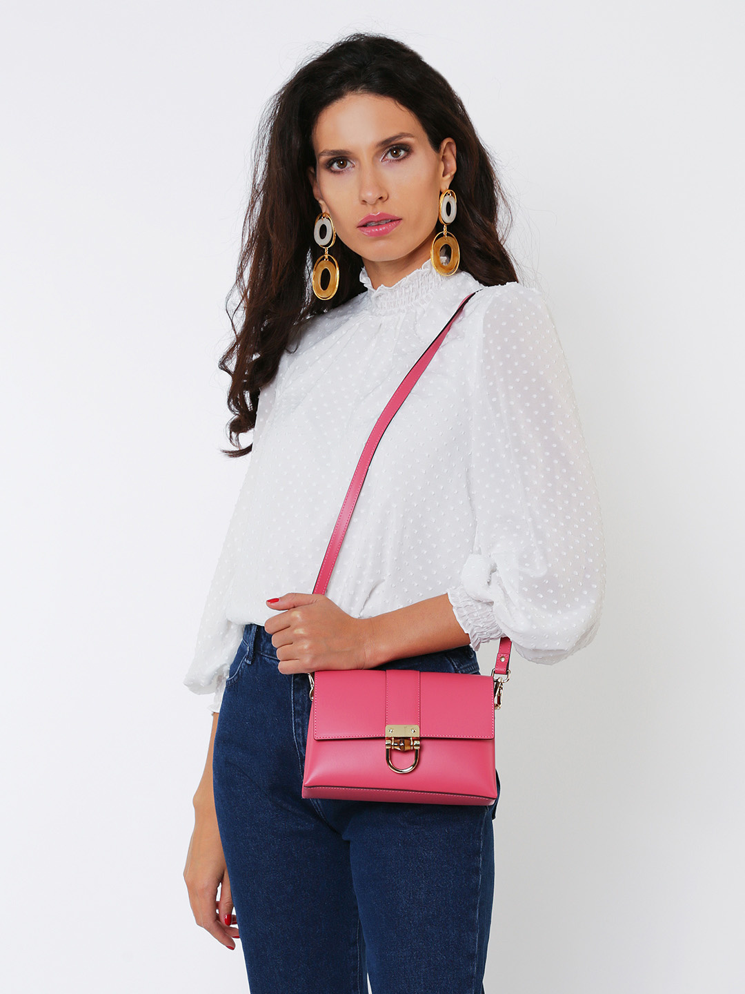 Изображение Женская сумка кросс-боди из гладкой кожи Gianni Notaro 406 ruga fuxia Фото Женская сумка кросс-боди из гладкой кожи Сумки кросс-боди