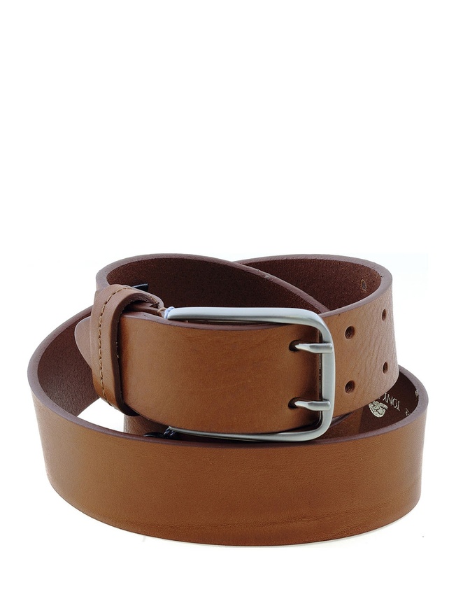 Широкий мужской ремень для джинс из натуральной гладкой кожи с матовой пряжкой