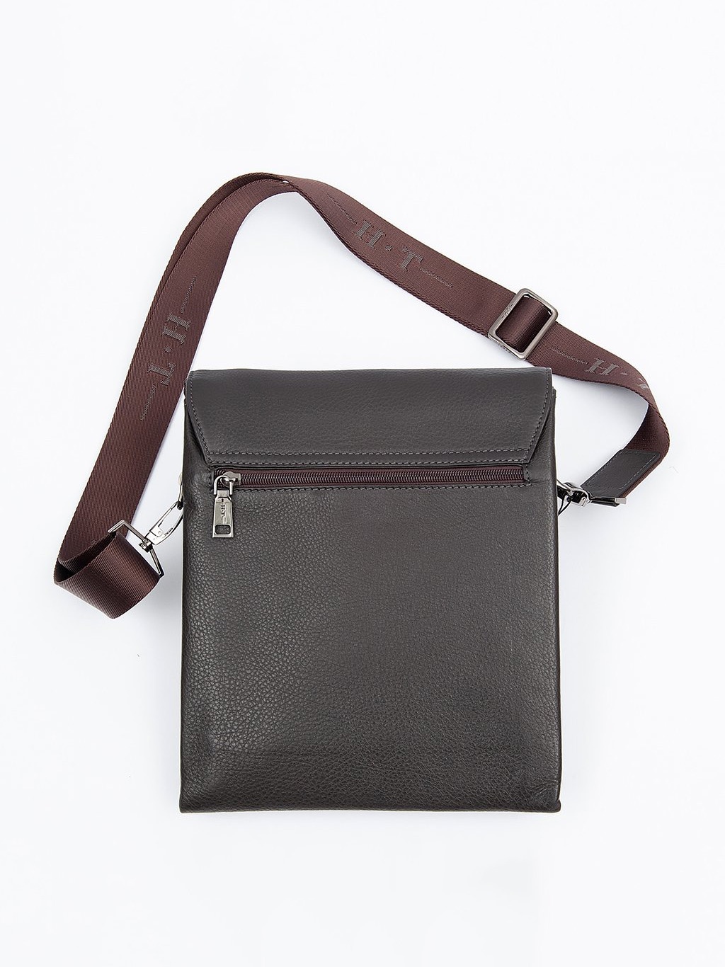 Изображение Кожаная мужская сумка через плечо коричневого цвета Hight Touch 5346-3 brown Фото Кожаная мужская сумка через плечо коричневого цвета Сумки через плечо