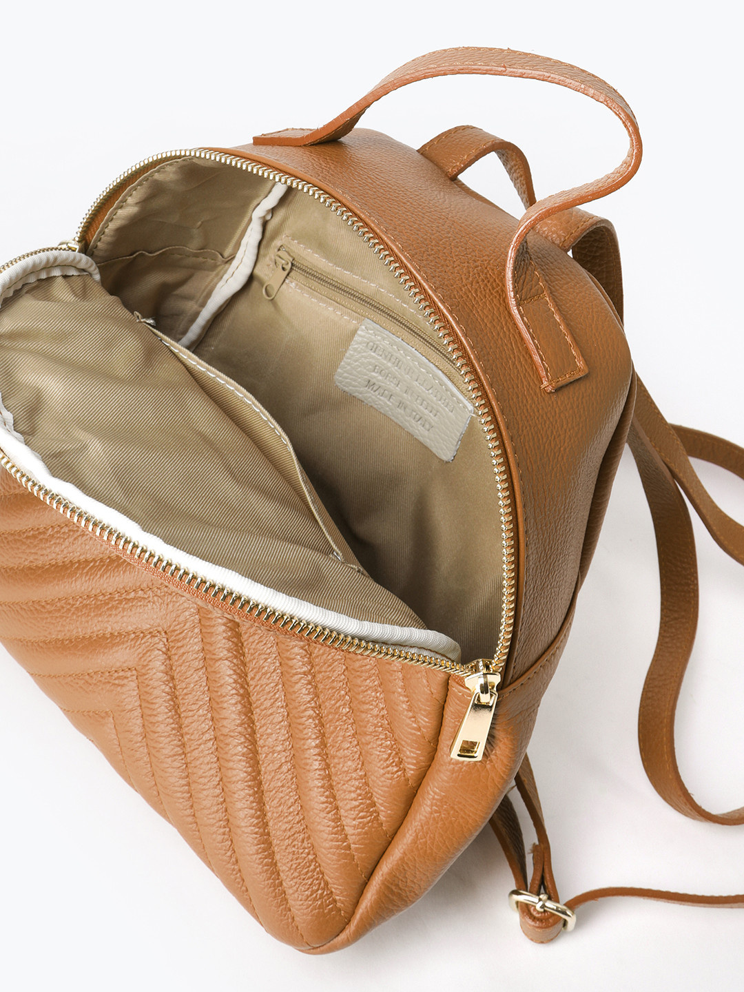 Изображение Небольшой женский рюкзак из мягкой кожи Folle 415 dollaro beige Фото Небольшой женский рюкзак из мягкой кожи Рюкзаки