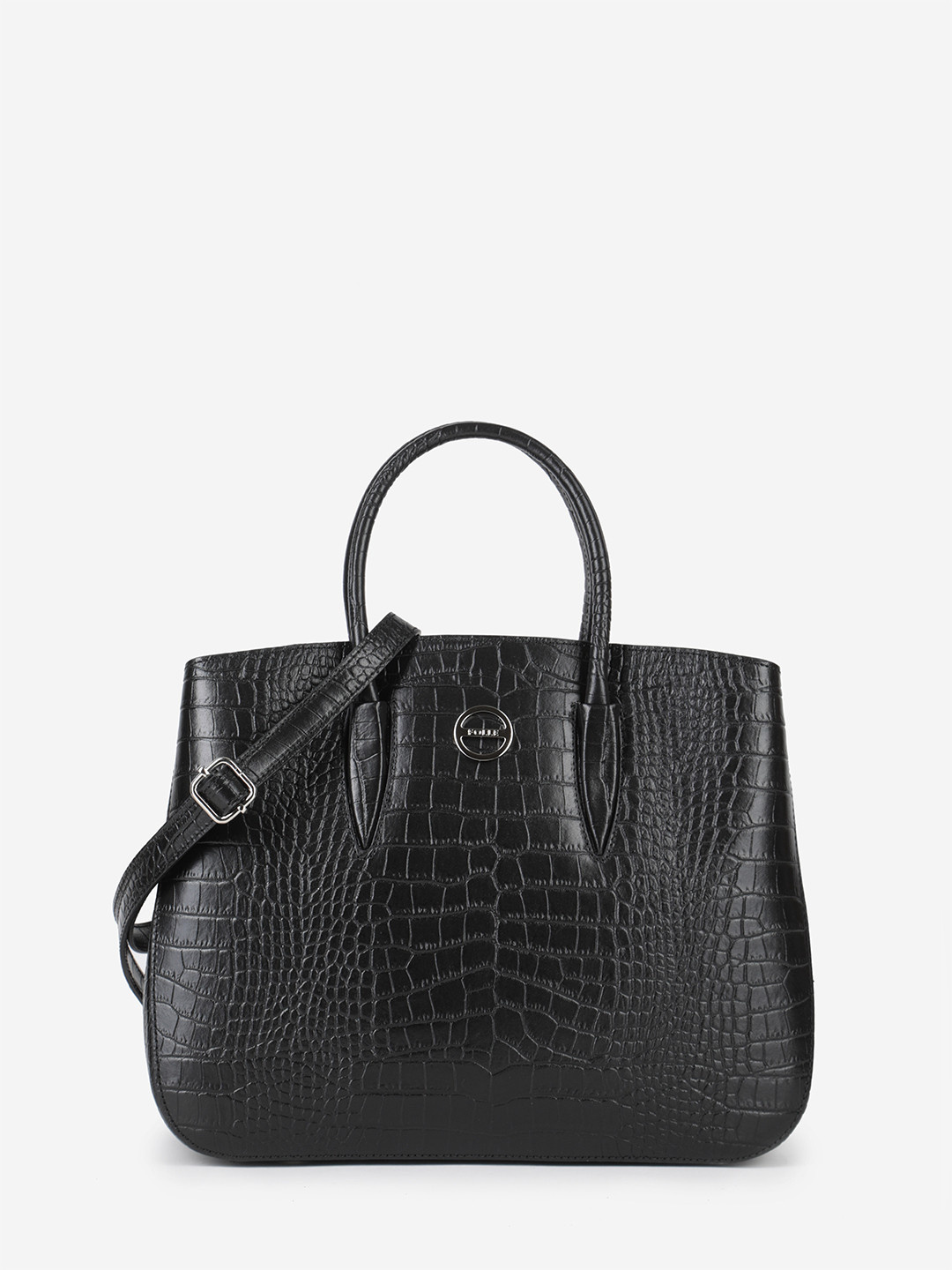 Фото Элегантная женская сумка-тоут из плотной кожи с тиснением под крокодила Классические сумки