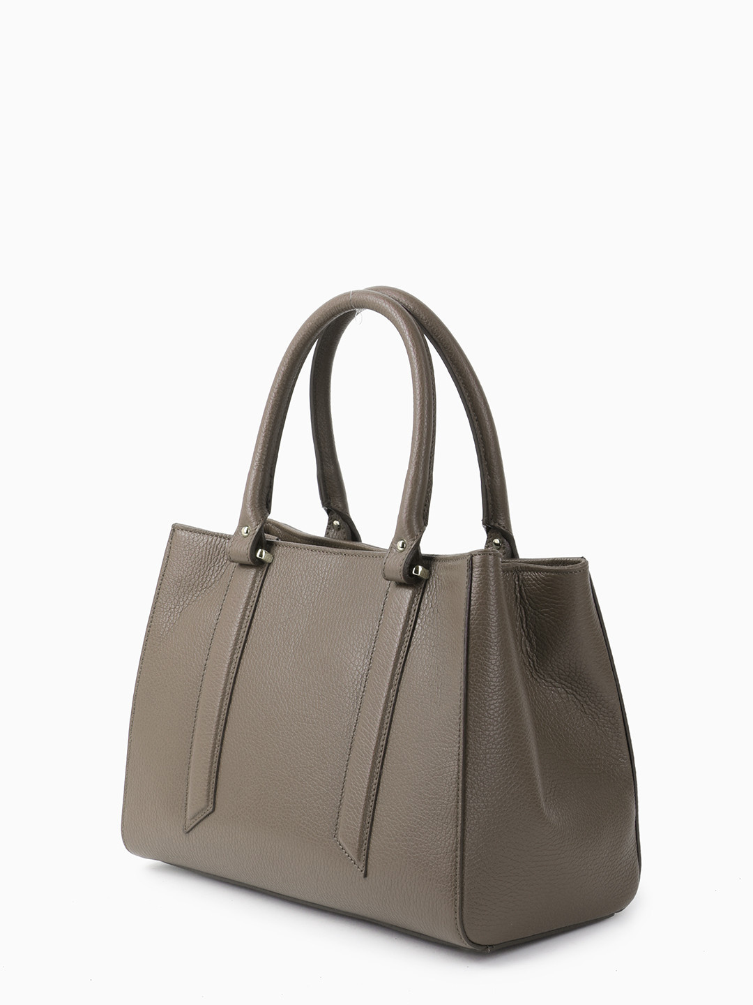 Изображение Классическая сумка-тоут из плотной кожи Folle 2130 dollaro taupe Фото Классическая сумка-тоут из плотной кожи Классические сумки