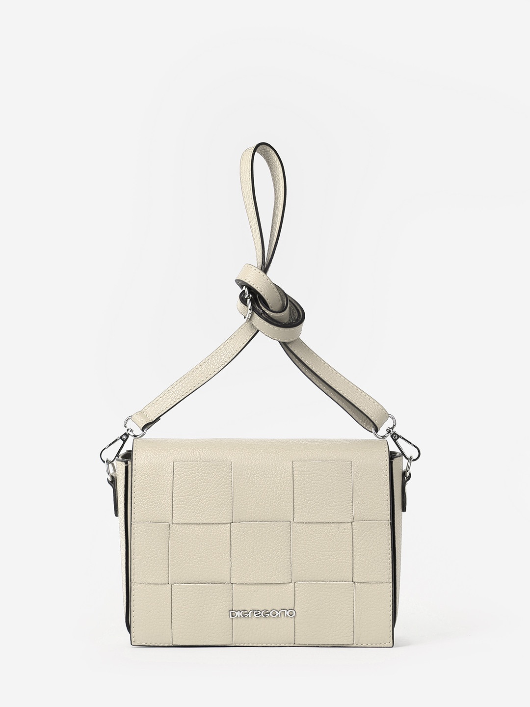 Изображение Женская сумка кросс-боди с плетеным клапаном Di Gregorio 8779 vitello beige Фото Женская сумка кросс-боди с плетеным клапаном Сумки кросс-боди