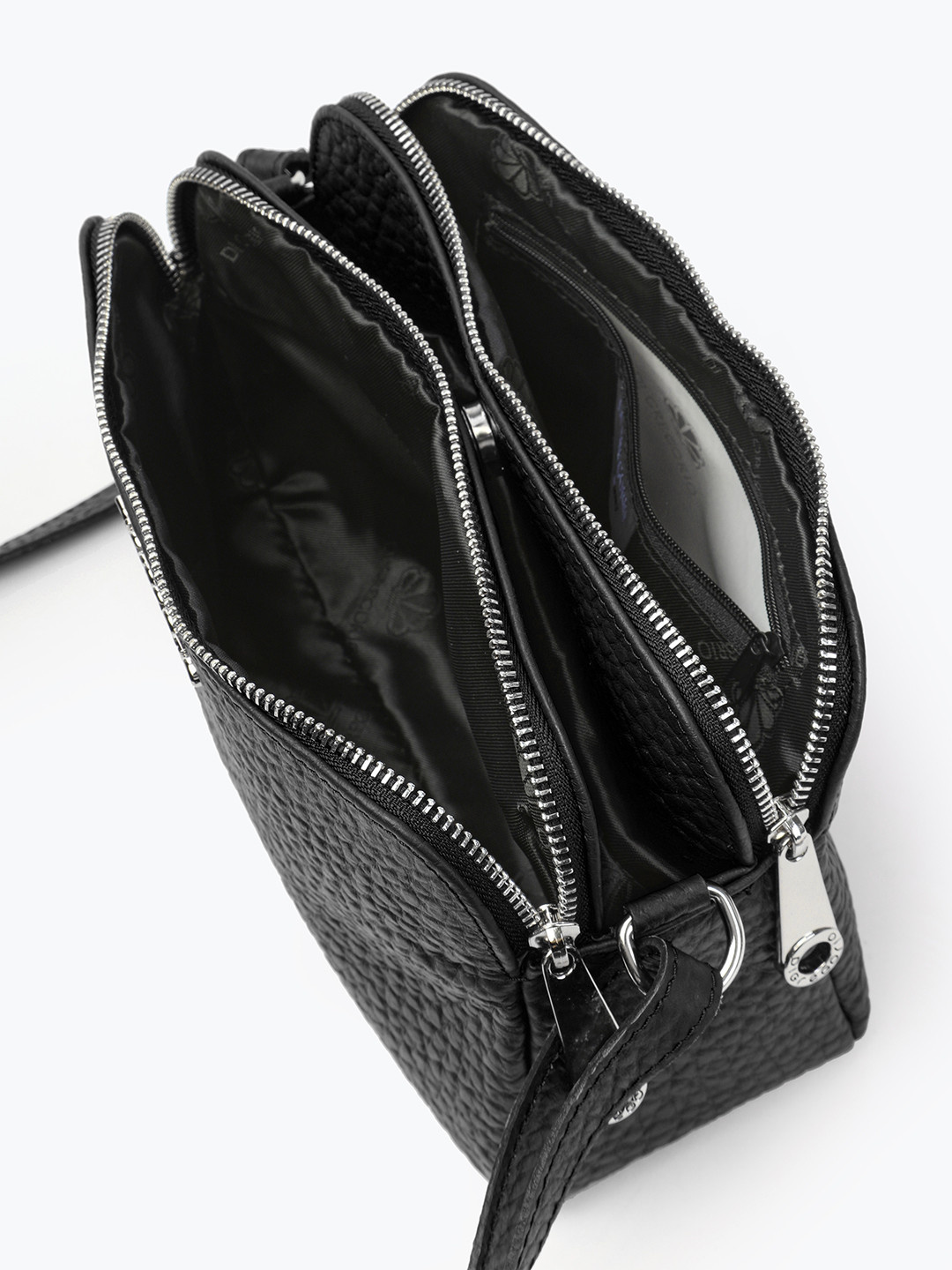Изображение Компактная сумка кросс-боди из натуральной кожи Di Gregorio 8798 cervino nero Фото Компактная сумка кросс-боди из натуральной кожи Сумки кросс-боди