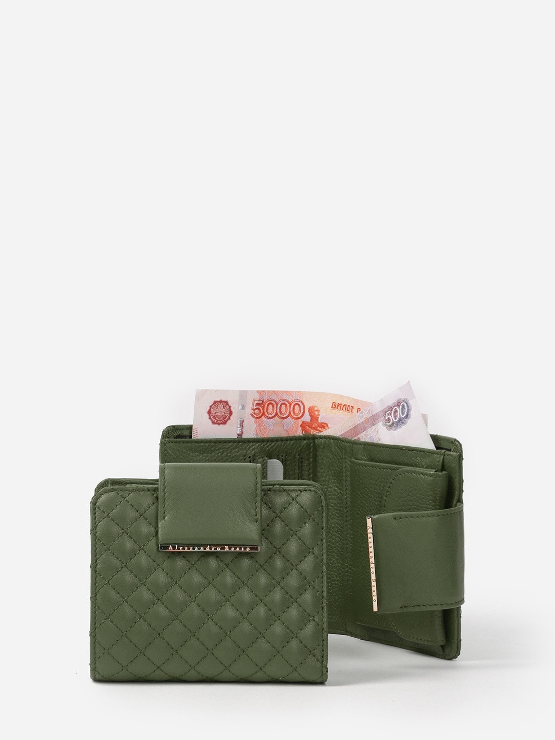 Изображение Компактный женский кошелек из стеганой кожи Alessandro Beato 220-10-6004 Фото Компактный женский кошелек из стеганой кожи Кошельки