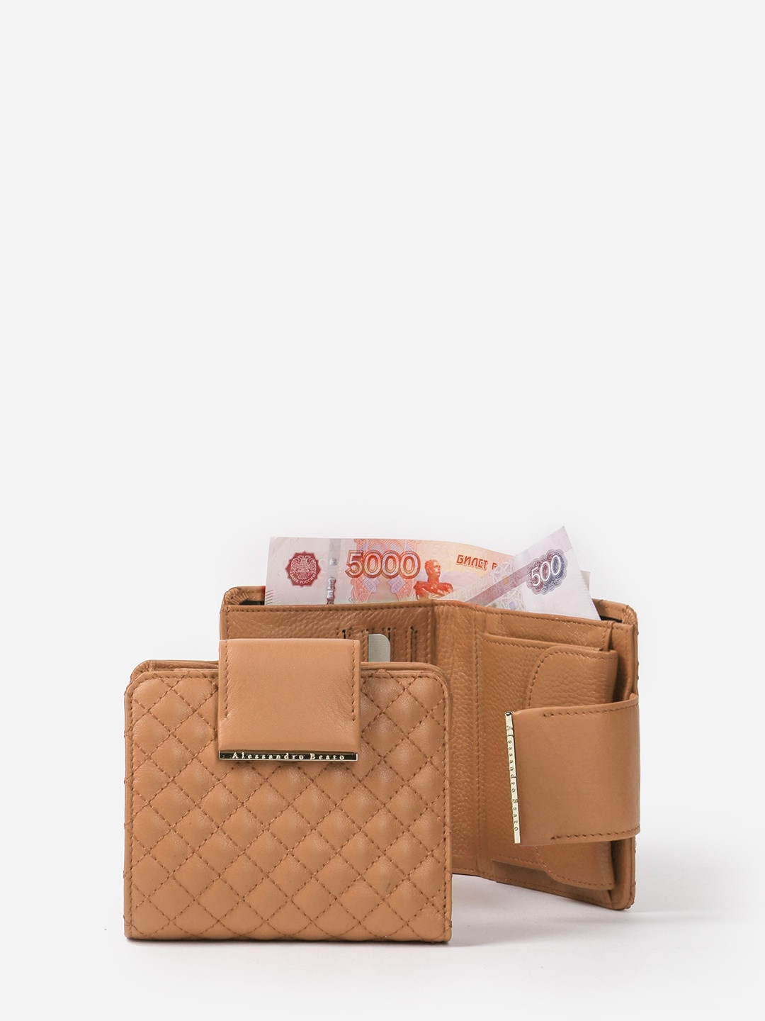 Изображение Компактный женский кошелек из стеганой кожи Alessandro Beato 220-14-6004 Фото Компактный женский кошелек из стеганой кожи Кошельки