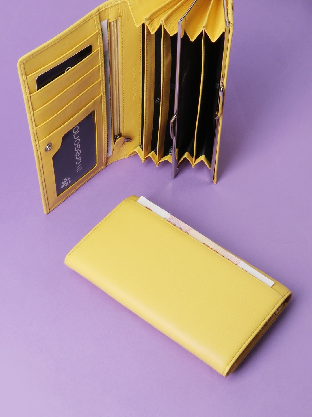 Фото Женский кошелек из мягкой кожи с внутренним отделом для мелочи на клипсе Кошельки