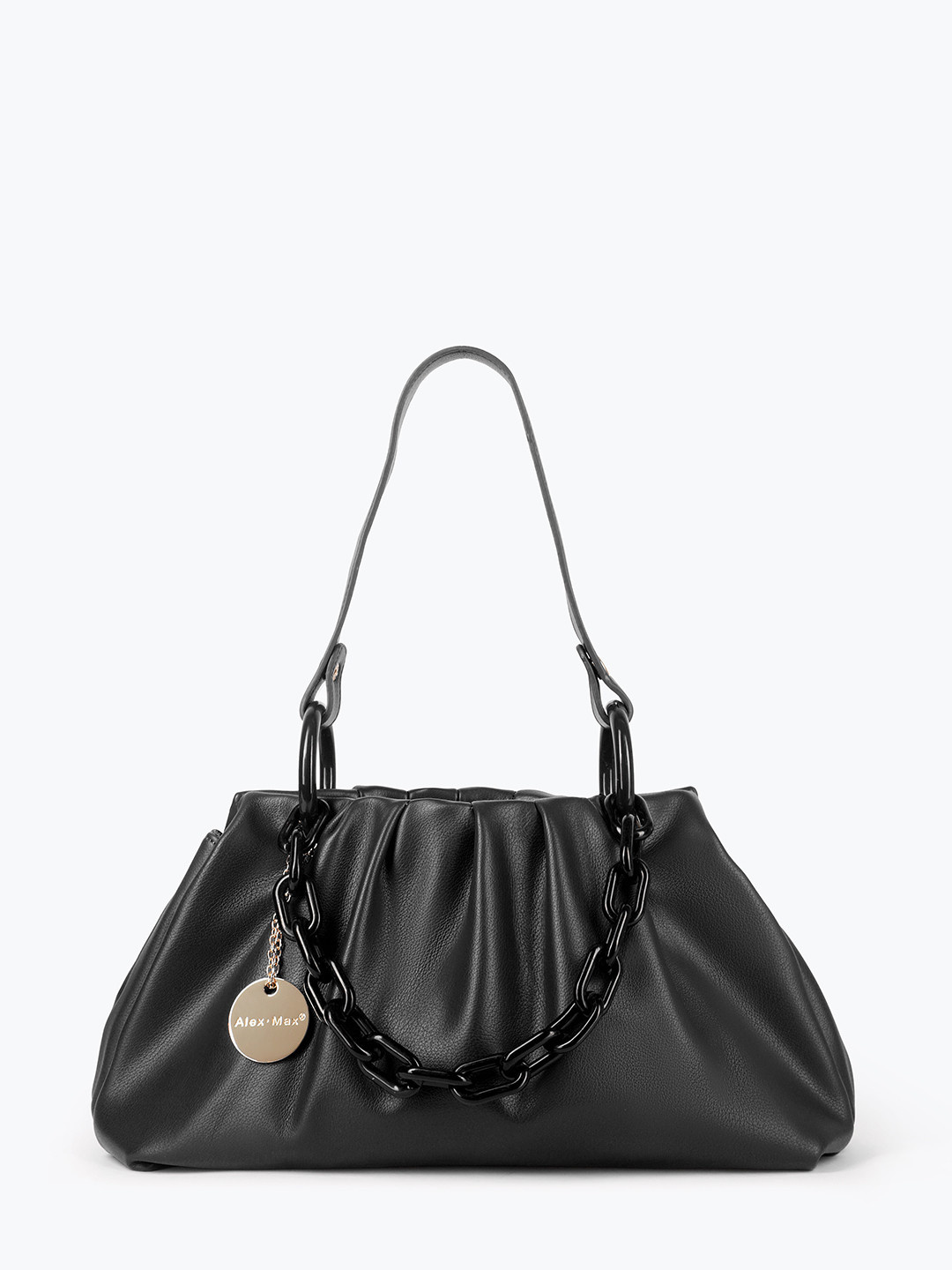 Изображение Женская сумка из эко-кожи с декоративной цепочкой Alex Max 1745 black Фото Женская сумка из эко-кожи с декоративной цепочкой Классические сумки