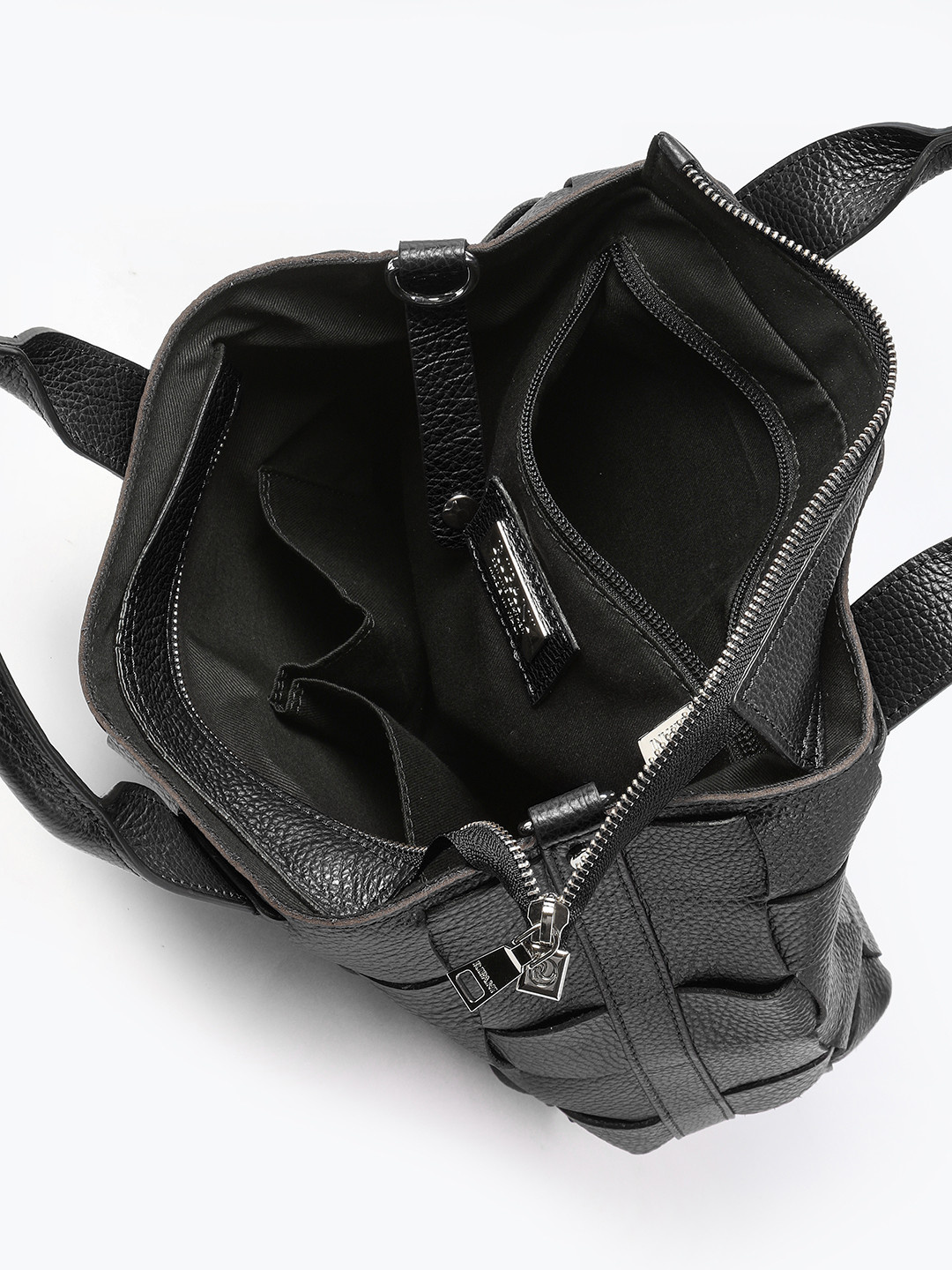 Изображение Женская сумка-тоут из натуральной плетеной кожи Ripani 2614 OI 00003 nero Фото Женская сумка-тоут из натуральной плетеной кожи Классические сумки
