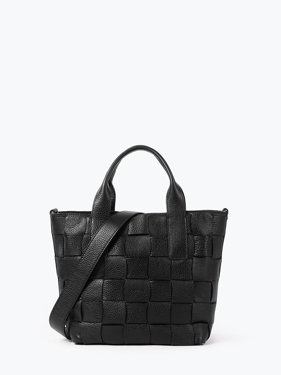 Изображение Женская сумка-тоут из натуральной плетеной кожи Ripani 2614 OI 00003 nero Фото Женская сумка-тоут из натуральной плетеной кожи Классические сумки