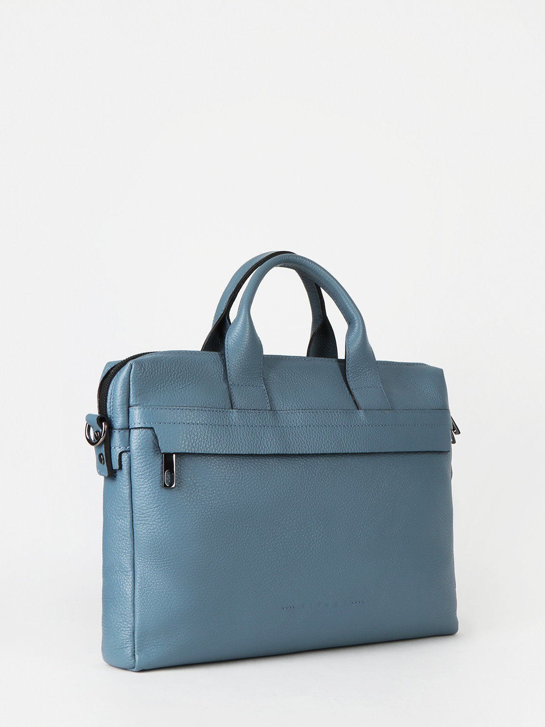 Изображение Деловая сумка из зернистой кожи голубого цвета Ripani 9643 OO 00022 denim Фото Деловая сумка из зернистой кожи голубого цвета Деловые сумки